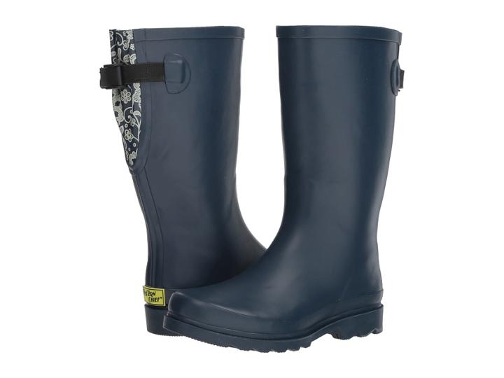 Western Chief Lacey Floral Wide Calf (navy) Women's Rain Boots