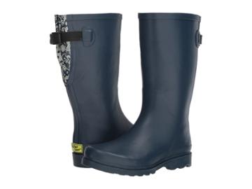 Western Chief Lacey Floral Wide Calf (navy) Women's Rain Boots