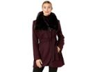 French Connection Wool With Faux Fur Collar And Belt (wine) Women's Coat