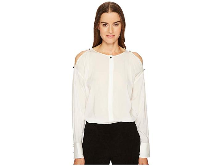 Escada Naly Cold Shoulder Long Sleeve Top (off-white) Women's Clothing