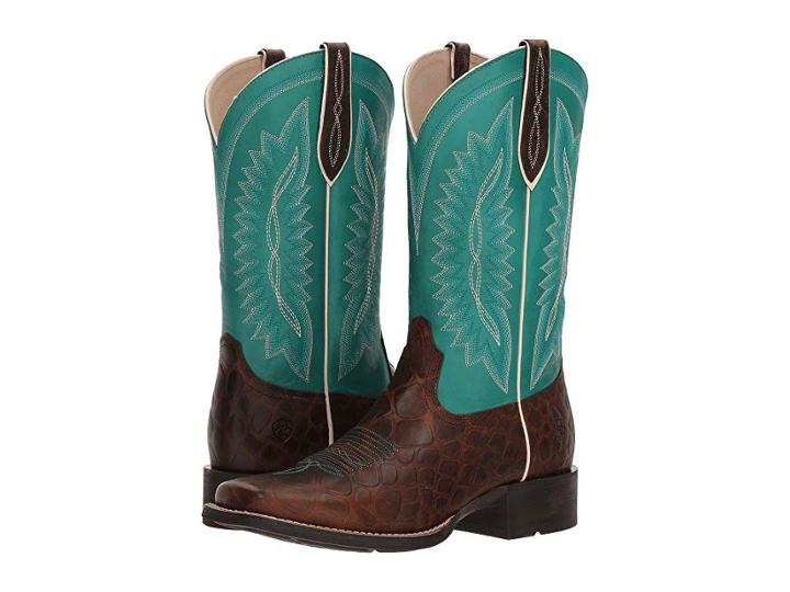 Ariat Quickdraw Legacy (brown Rowdy Croc Print/naturally Turquoise) Cowboy Boots