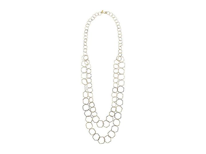 Kenneth Jay Lane 2 Row Polished Gold Geometric S Hook Necklace (polished Gold) Necklace