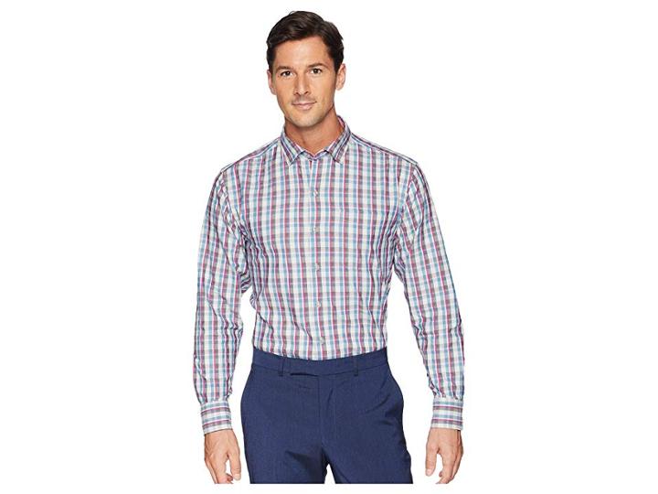 Tommy Bahama Palmar Plaid Shirt (blue Jean) Men's Long Sleeve Button Up