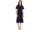 Lauren Ralph Lauren Sharma Pebble Chiffon Elbow Sleeve-day Dress (lighthouse Navy) Women's Dress
