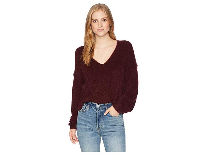 Free People Princess V Top (wine) Women's Clothing