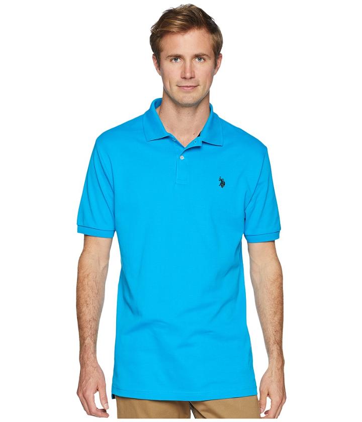 U.s. Polo Assn. Solid Interlock Polo (teal Blue) Men's Short Sleeve Knit