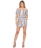 Miss Me Off The Shoulder Floral Jumper (blue) Women's Jumpsuit & Rompers One Piece