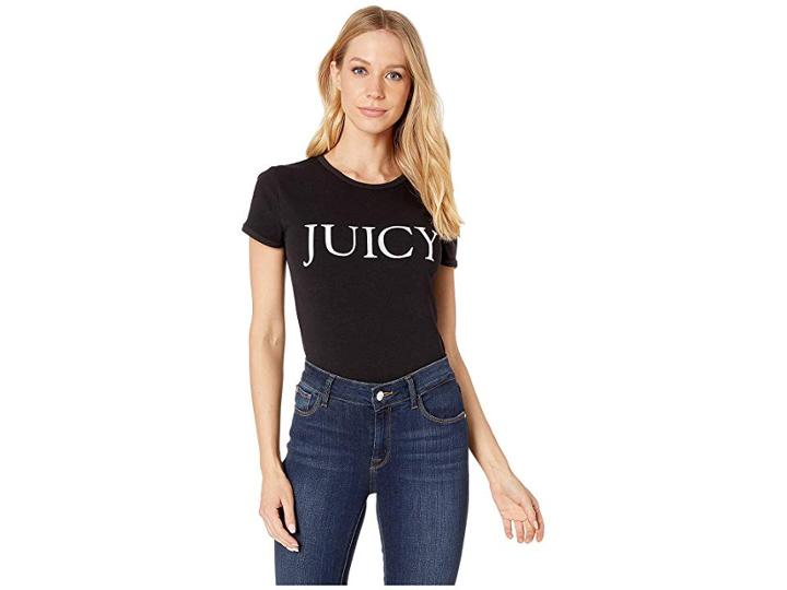 Juicy Couture Juicy Embroidery Bodysuit (pitch Black) Women's Jumpsuit & Rompers One Piece