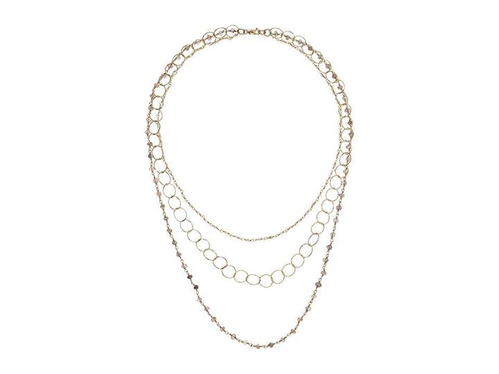Dee Berkley Layered Labradorite Gemstone Necklace (gold/gray) Necklace