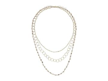 Dee Berkley Layered Labradorite Gemstone Necklace (gold/gray) Necklace