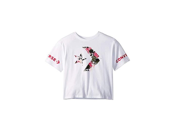 Converse Kids Print Fill Star Chevron Tee (big Kids) (white) Girl's T Shirt