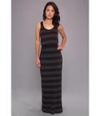 Splendid Pipeline Stripe Maxi Dress (matte Black) Women's Dress