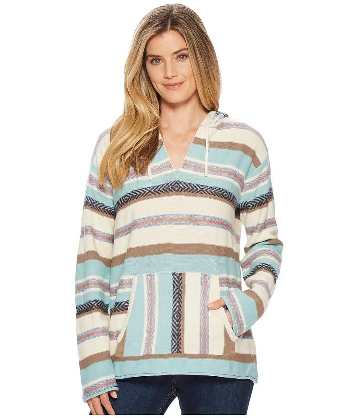 Pendleton Serape Stripe Cotton Hoodie (sandshell/aquifer Multi) Women's Long Sleeve Pullover
