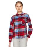 Pink Rose Oversized Drop Shoulder Button Down Shirt (red/blue) Women's Clothing