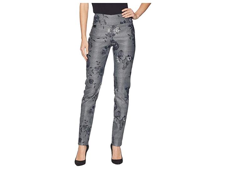Lisette L Montreal Glen Floral Print Slim Pants (black) Women's Casual Pants