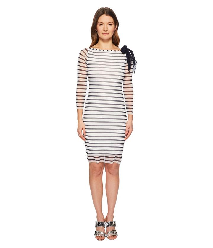 Fuzzi Long Sleeve Stripe Fitted Dress (cocco) Women's Dress
