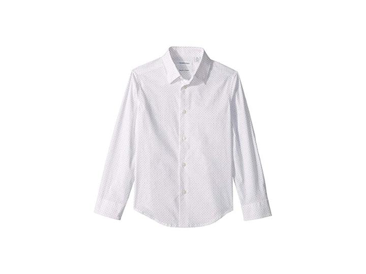 Calvin Klein Kids Dots Print Shirt (big Kids) (white) Boy's Clothing