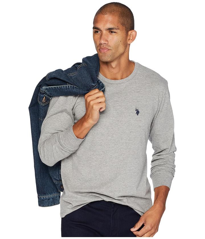 U.s. Polo Assn. Long Sleeve Crew Neck T-shirt (medium Heather) Men's T Shirt