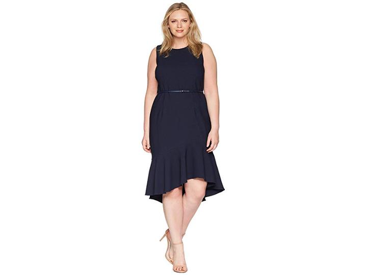 Adrianna Papell Plus Size Structured Knit Trumpet Dress (blue Moon) Women's Dress