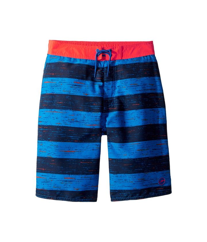Speedo Kids Thru Way Stripe E-boardshorts (little Kids/big Kids) (bright Ocean) Boy's Swimwear