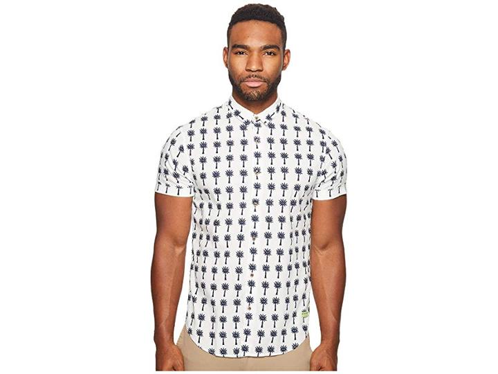 Scotch & Soda Classic Short Sleeve Shirt In Crispy Poplin Quality With Mini (combo D) Men's Clothing