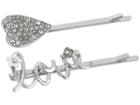 Betsey Johnson Blue By Betsey Johnson Love And Crystal Heart Hair Pin (crystal) Hair Accessories