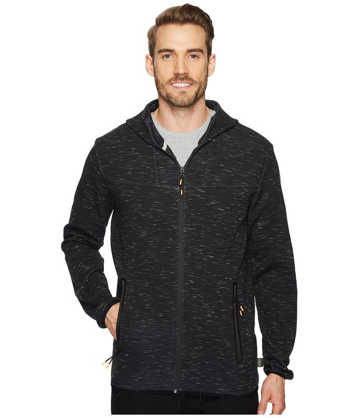 Quiksilver Waterman Tech Fleece Zip-up Hoodie (charcoal Heather) Men's Clothing