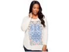Lucky Brand Plus Size Watercolor Hamsa Hand Tee (white Cap Grey) Women's T Shirt