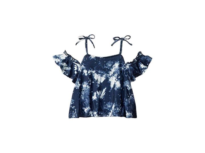 Maddie By Maddie Ziegler Tie Shoulder Top (big Kids) (navy/multi) Girl's Clothing