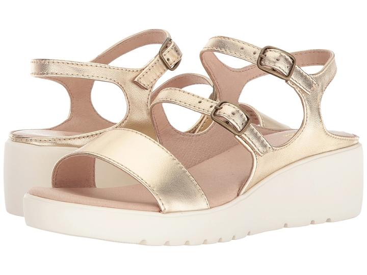 Johnston & Murphy Clara (pale Gold Metallic Nappa) Women's Sandals