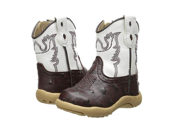 Roper Kids Ostrich Vamp With Contrast Shaft (infant/toddler) (brown) Cowboy Boots