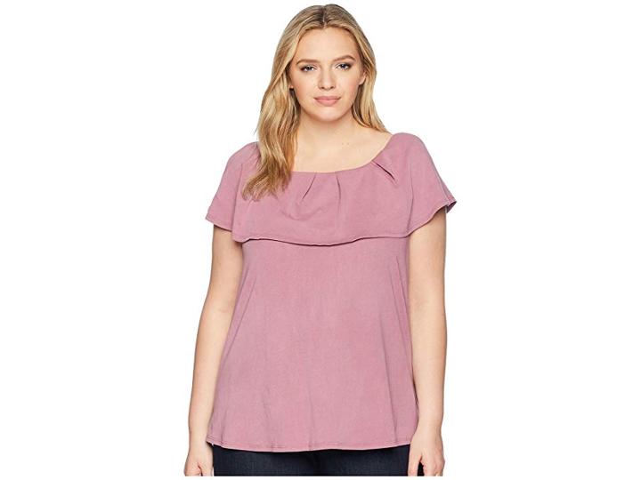 B Collection By Bobeau Plus Size Marti Overlay Tee (orchid) Women's T Shirt