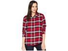 Wrangler Long Sleeve Plaid Flannel Shirt (rio Red) Women's Clothing