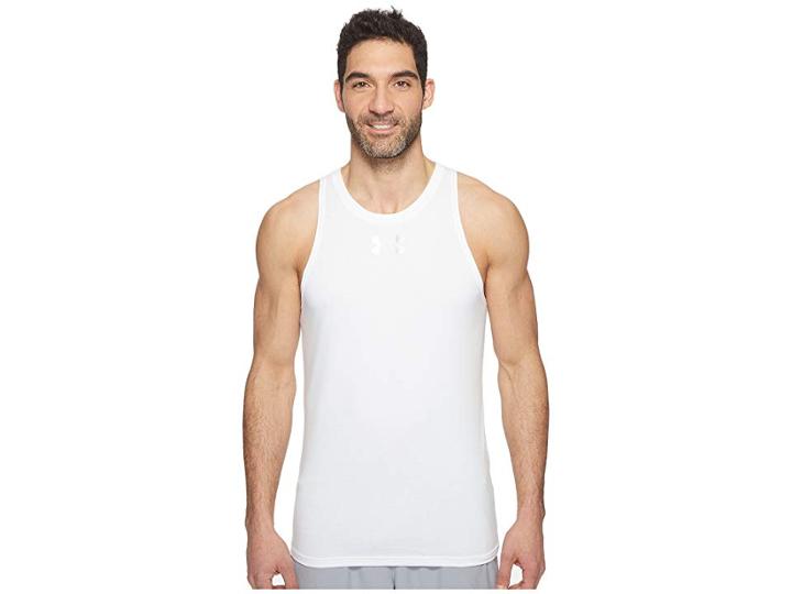 Under Armour Ua Baseline Cotton Tank Top (white/steel) Men's Sleeveless
