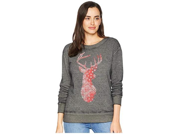 Wrangler Long Sleeve Slouchy Pullover (charcoal) Women's Long Sleeve Pullover