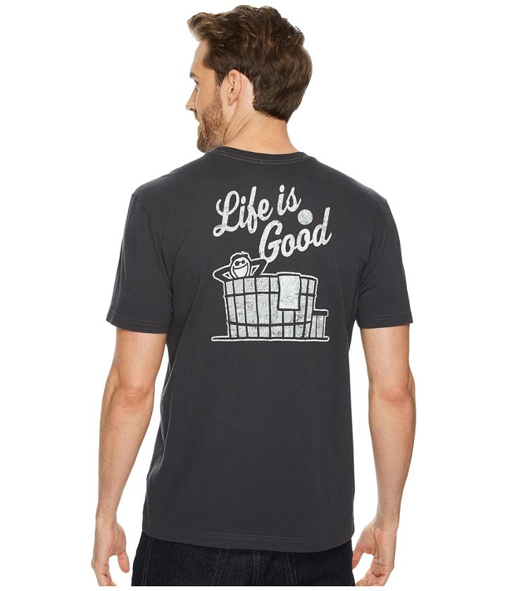 Life Is Good Hot Tub Life Is Good(r) Pocket Crusher Tee (night Black) Men's Short Sleeve Pullover