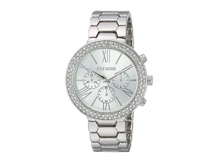 Steve Madden Ladies Geo Shaped Patterned Alloy Band Watch Smw180 (silver) Watches