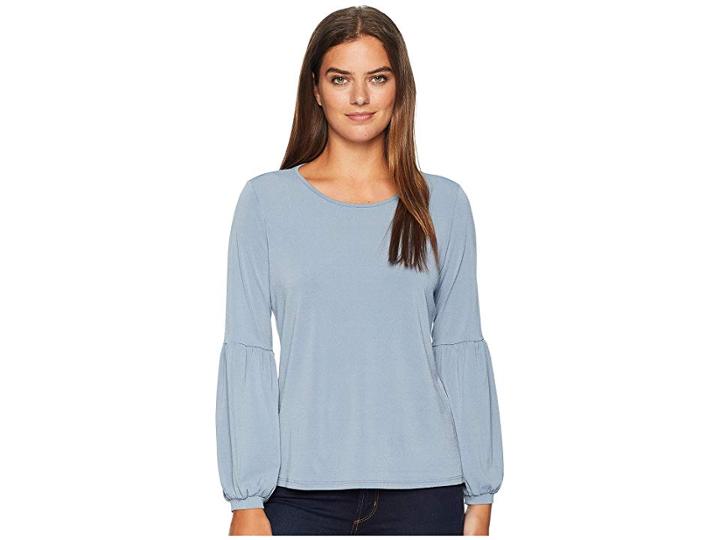 Cece Long Sleeve Puffed Knit Top (blue Chintz) Women's Clothing