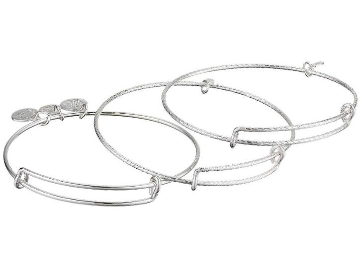 Alex And Ani Expandable Wire Bangle Set (silver) Bracelet