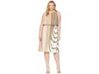 Adrianna Papell Plus Size Beta Stripe Printed Georgette Blouson Halter Midi Dress (olive Multi) Women's Dress