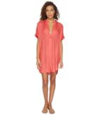 Echo Design Solid Shirtdress Cover-up (coral) Women's Swimwear
