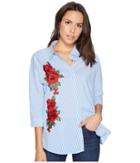 Bishop + Young Patchwork Button Up (blue White Stripe) Women's Clothing