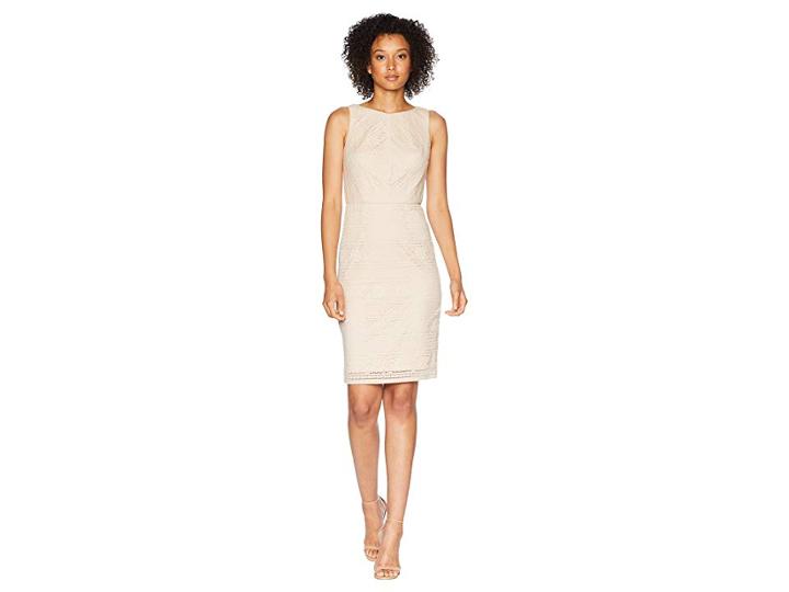 Adrianna Papell Vintage Stripe Lace Sheath Dress (natural) Women's Dress
