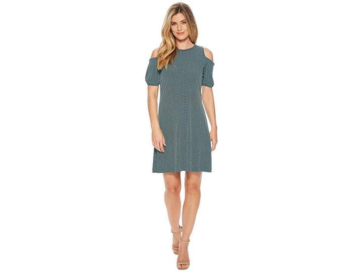Michael Michael Kors Mod Geo Cold Shoulder Dress (turquoise/black) Women's Dress