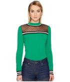 Red Valentino Stretch Viscose Pullover With Point D'esprit (green) Women's Clothing