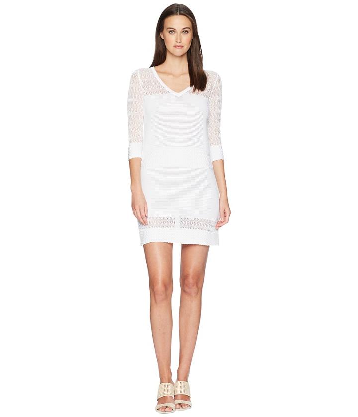 Boutique Moschino Stretch Viscose Dress With Sheer Detailing (white) Women's Dress