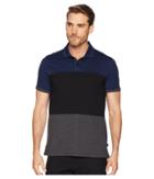 Calvin Klein Short Sleeve Color Blocked Self Collar Polo (atlantis Combo) Men's Clothing