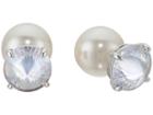 Betsey Johnson Blue By Betsey Johnson Cz Stone With Silver Tone Details And Pearl Earrings Jacket (crystal) Earring