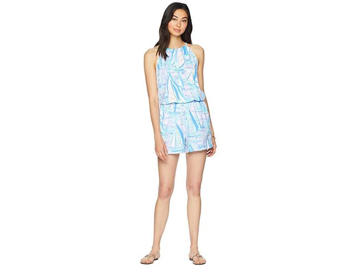 Lilly Pulitzer Gianni Romper (light Lilac Aboat Time) Women's Jumpsuit & Rompers One Piece