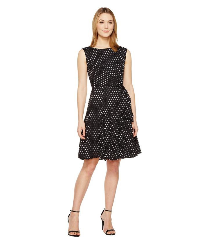 Tahari By Asl Ditsy Diamonds A-line Dress (black/white) Women's Dress